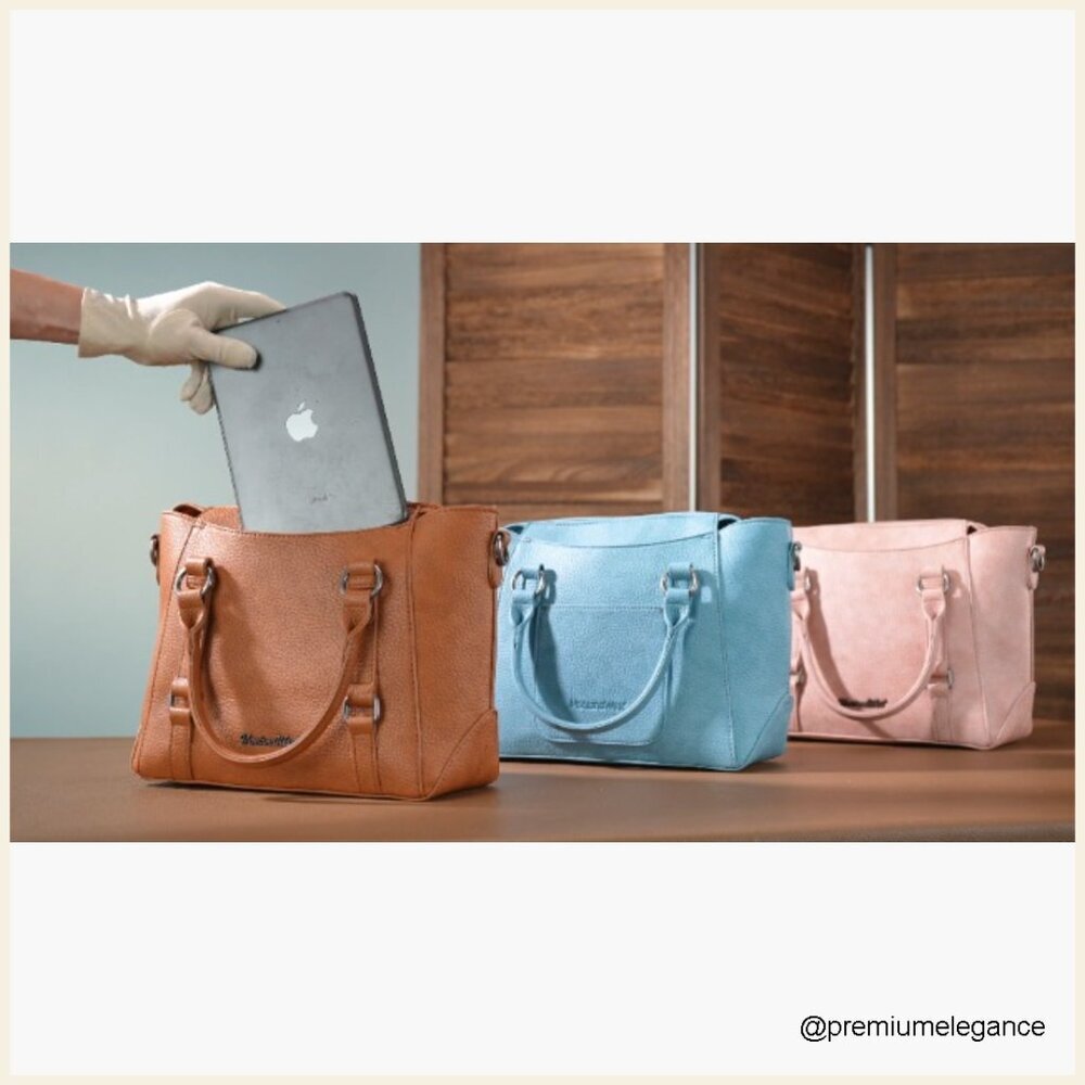 Small Vegan Leather Tote Bag Crossbody Purse with Multiple Pockets - Picture 7 of 7